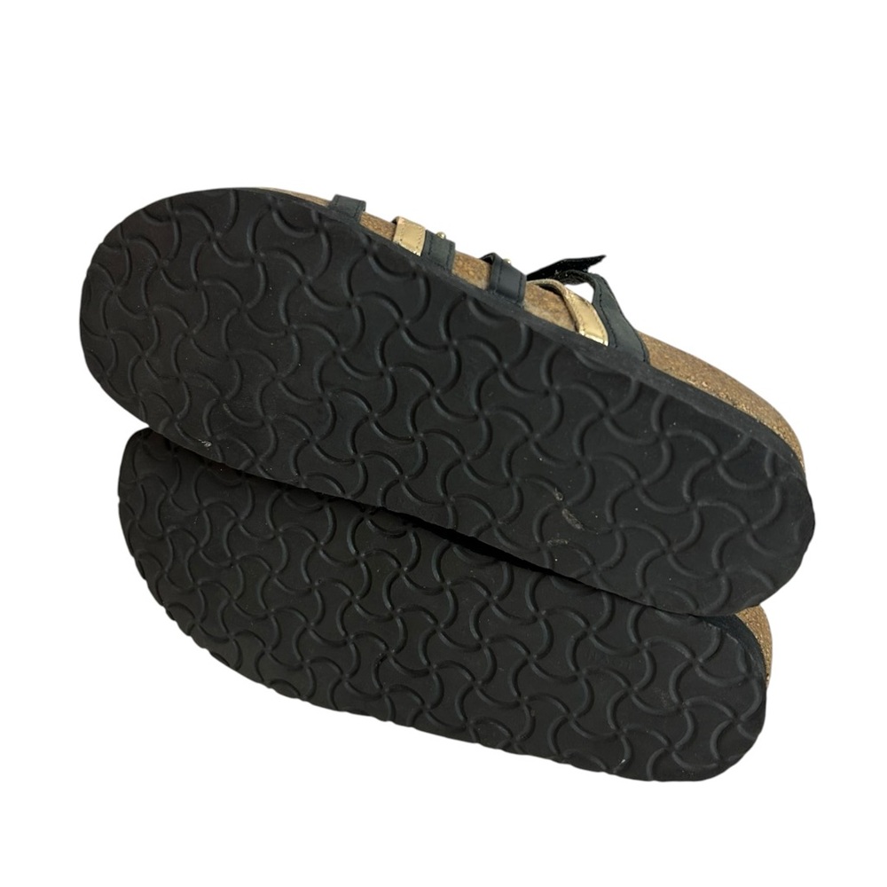 NOAT PRESCOTT Slide Sandal Leather Black/Gold Cork Wedge US 7 EU 38 - Picture 7 of 12